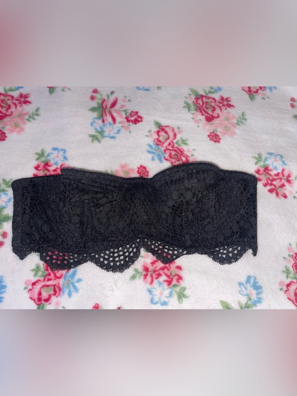 Victoria's Secret Black Lace Strapless Bra